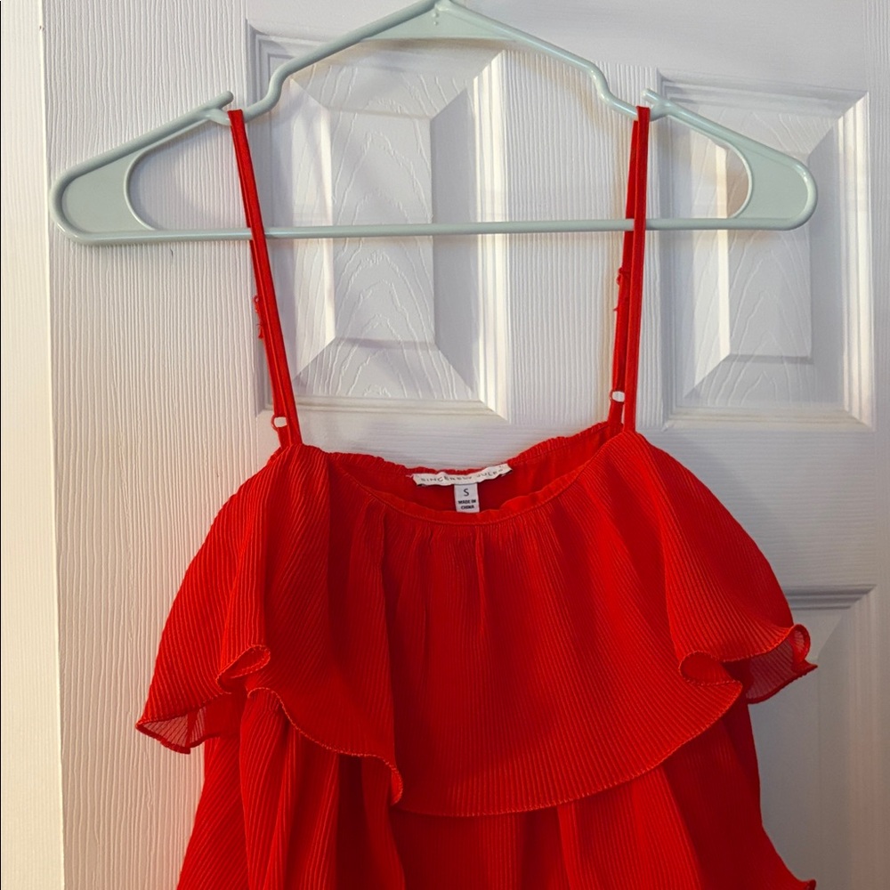 Sincerely Jules Red Ruffled Mini Dress - Picture 3 of 5